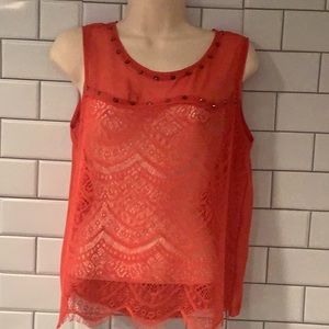 Orange tank studded zipper back medium